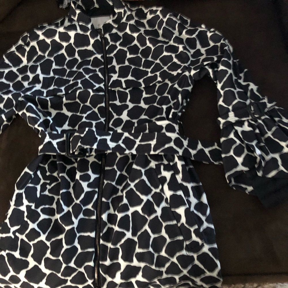 Moncler Godard Giraffe Print Belted Trench Jacket